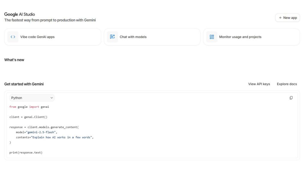 قابلیت‌های Google Studio AI