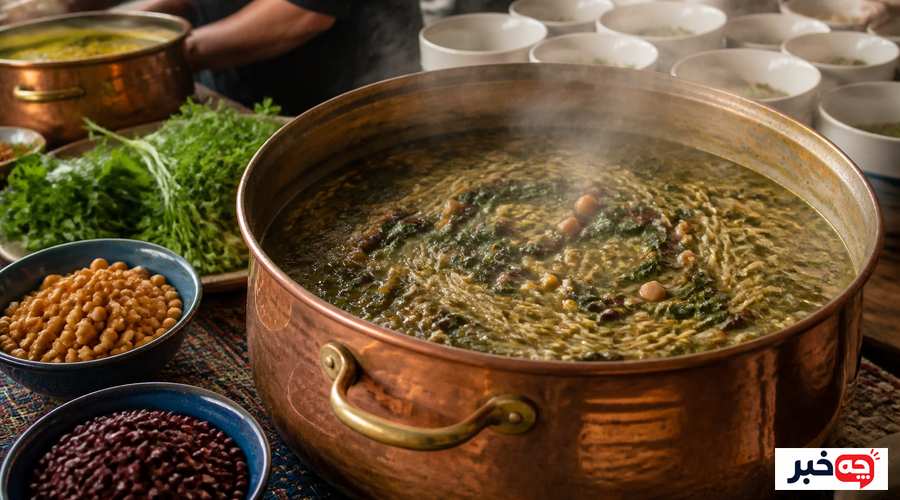 طرز تهیه آش رشته نذری برای دیگ‌های بزرگ
