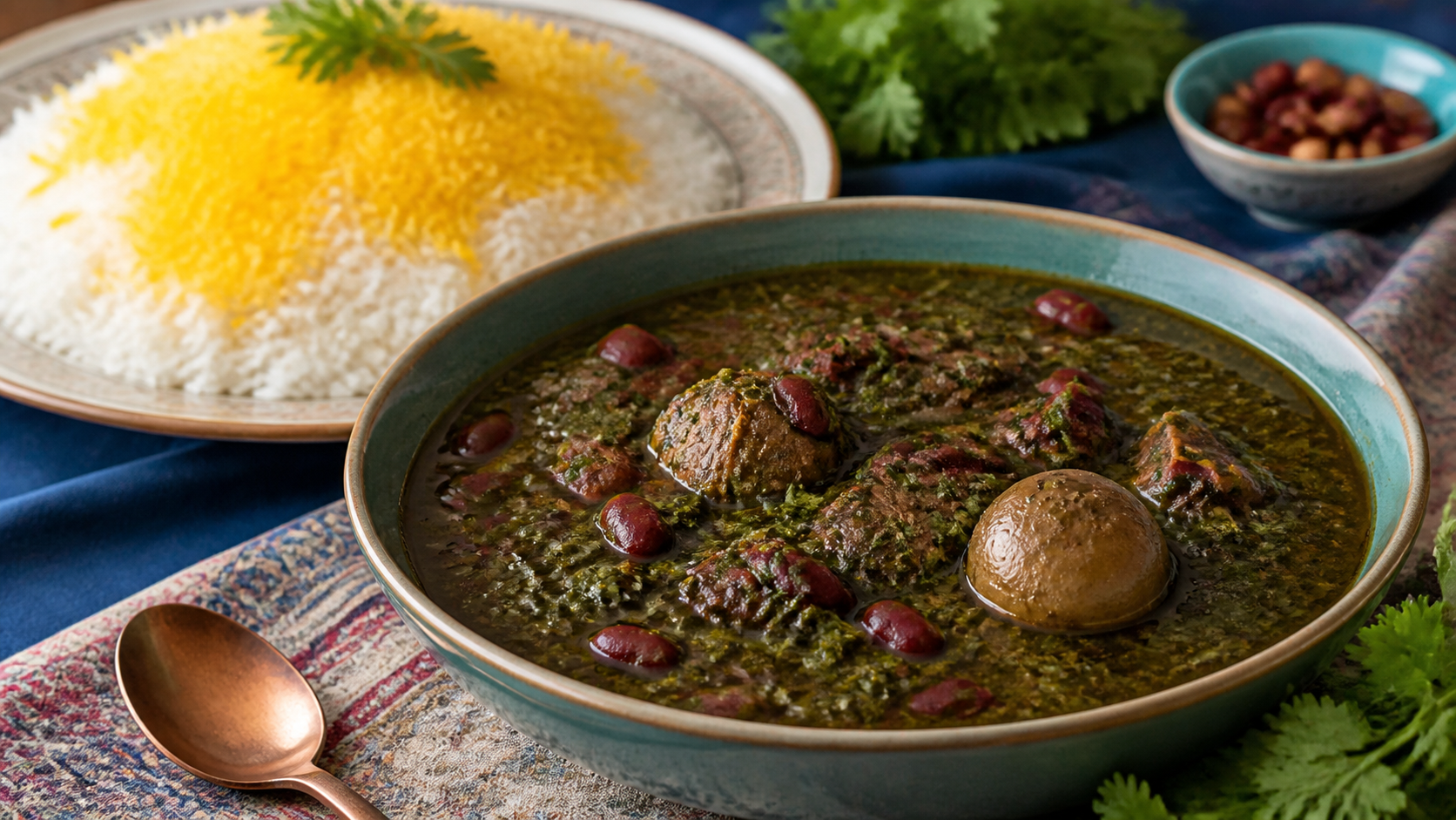 طرز تهیه قورمه سبزی خوش‌رنگ و خوش‌عطر