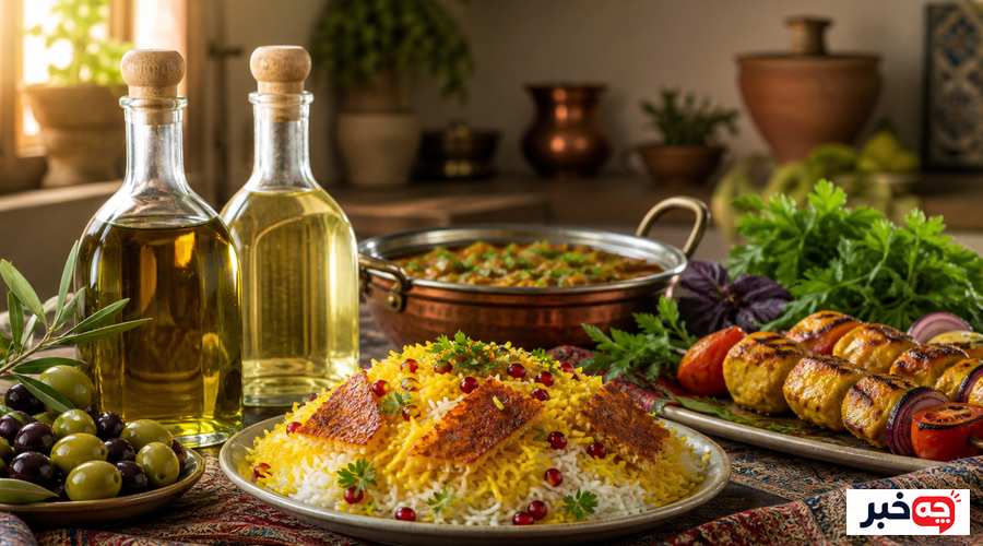 تفاوت روغن زیتون و روغن مایع در آشپزی ایرانی؛ کدام یک را کی مصرف کنیم؟