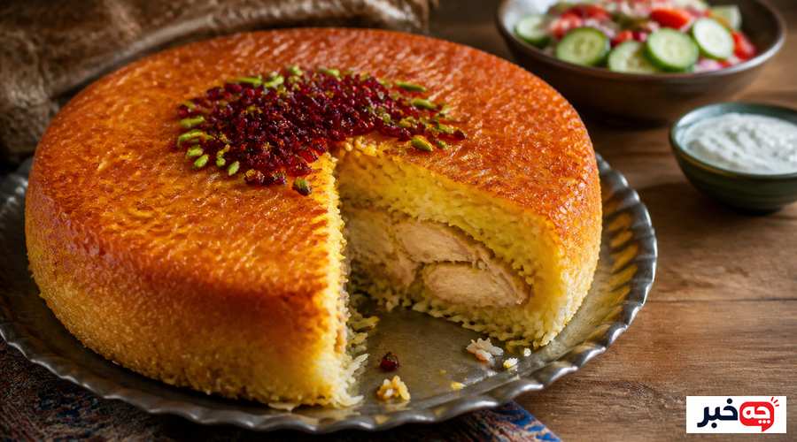 طرز تهیه ته‌چین مرغ در قابلمه