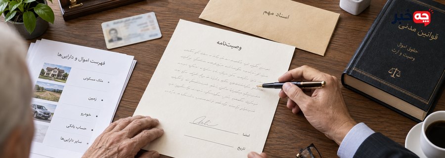 بررسی دست‌نوشته، امضا، تاریخ و فهرست دارایی‌ها برای وصیت‌نامه