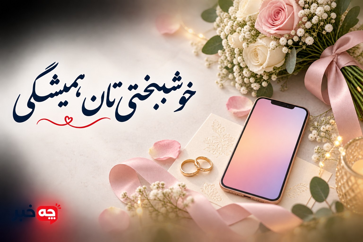 عکس تبریک عروسی خواهر برای استوری با نوشته خوشبختی تان همیشگی و لوگوی چه خبر