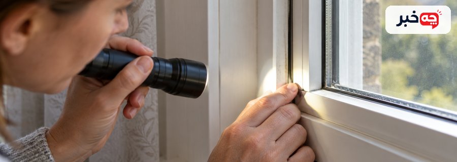 بازرسی نوار درزگیر و لبه قاب پنجره