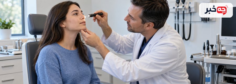 بررسی آرام یک سمت بینی در آینه