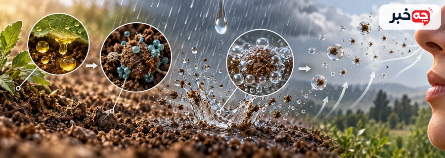 فرایند آزاد شدن روغن‌های خاک و ژئوسمین با برخورد قطره باران