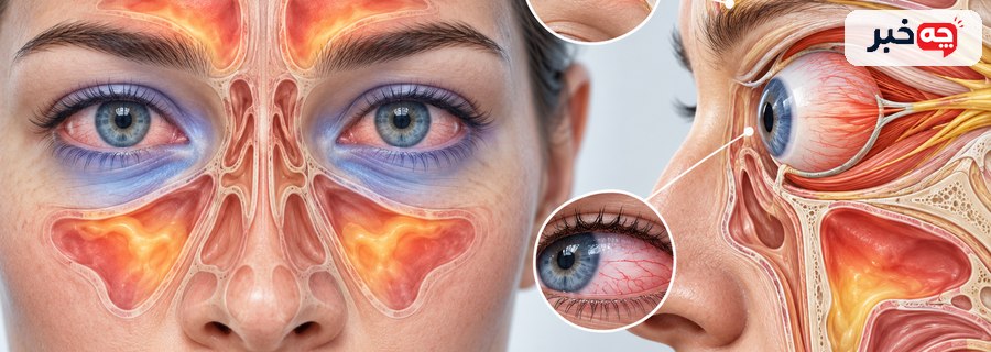 نمای آموزشی ناحیه چشم و سینوس‌های اطراف آن