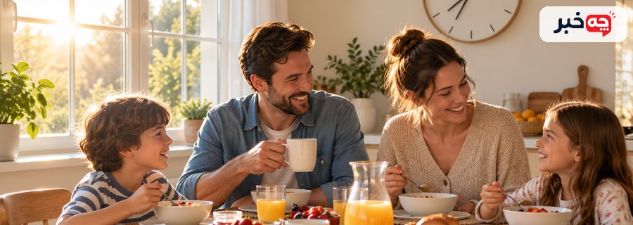 نور صبح و صبحانه خانوادگی برای تنظیم ساعت خواب